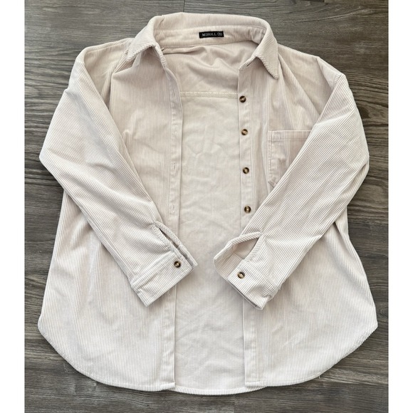 corduroy button shirt Shacket Barn Coat Soft Clean Girl Cottagecore Coastal GMA - Picture 8 of 15